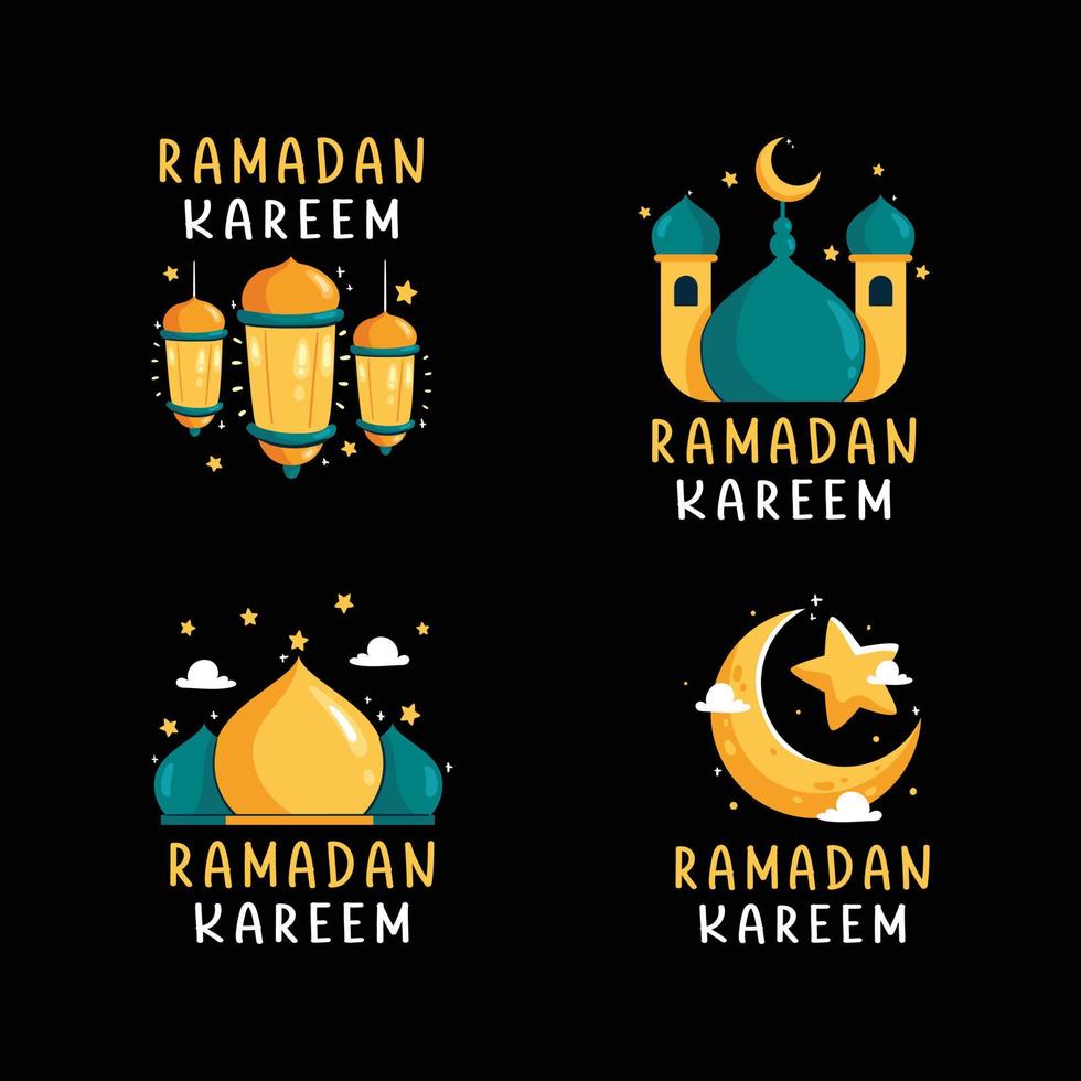 impostato di Ramadan etichette. vettore illustrazione per carta, etichetta, manifesto, eccetera