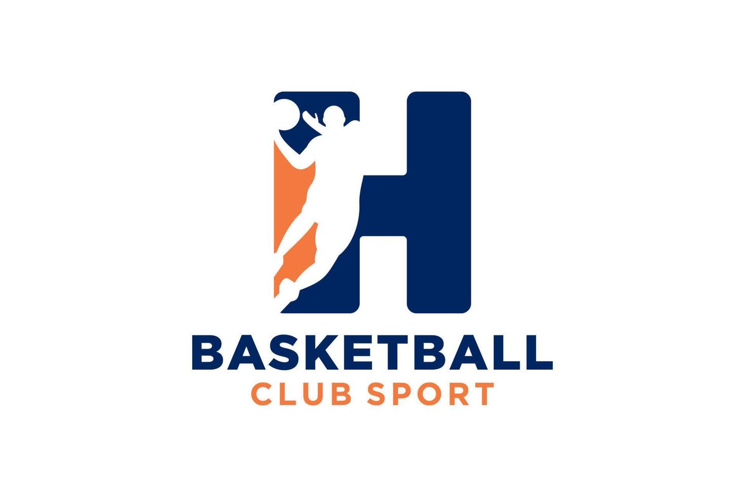 iniziale lettera h pallacanestro logo icona. cestino palla logotipo simbolo. vettore