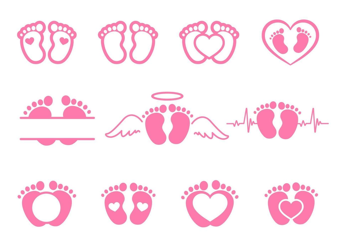 disegno vettoriale di impronte di neonato a forma di cuore lascia spazio per l'aggiunta di testo.