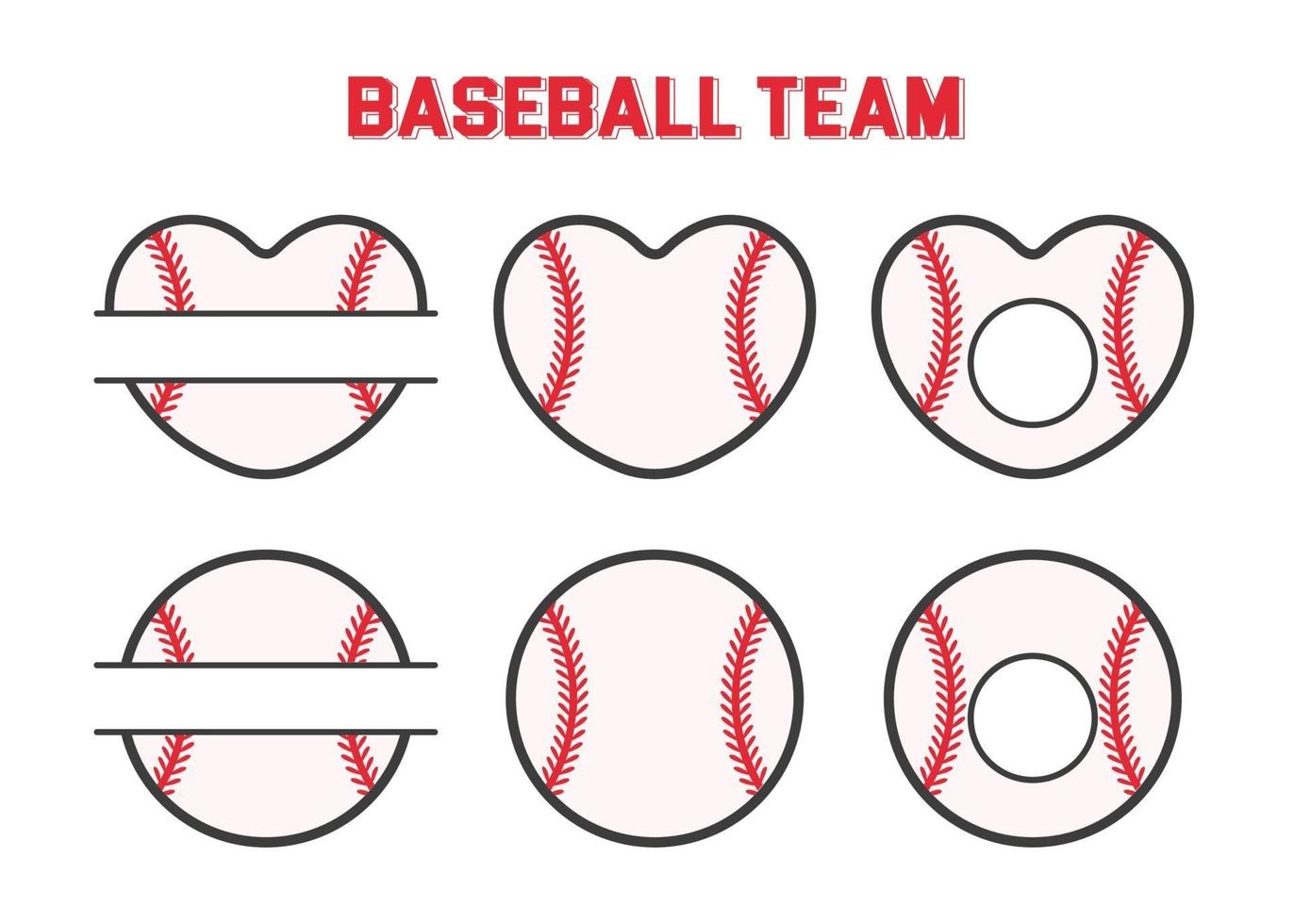 monogramma di sport di vettore. casella di testo palla da baseball lascia un posto per il testo del nome della squadra. vettore