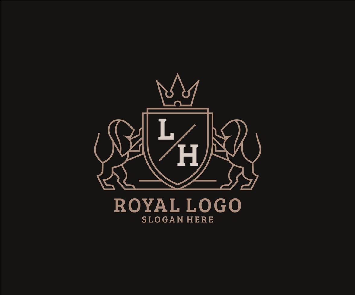 iniziale lh lettera Leone reale lusso logo modello nel vettore arte per ristorante, regalità, boutique, bar, Hotel, araldico, gioielleria, moda e altro vettore illustrazione.