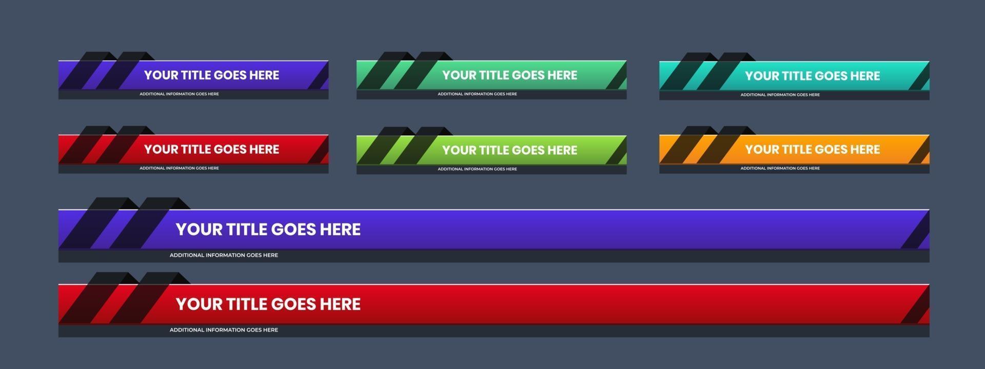 terzo inferiore miglior design con forma e colore alla moda. twitch overlay title, headline, news, reporter, live streaming text background. vettore