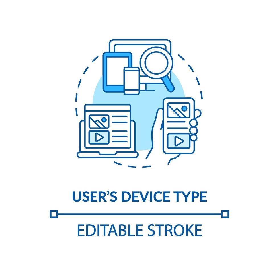 icona del concetto di tipo di dispositivo utente blu vettore