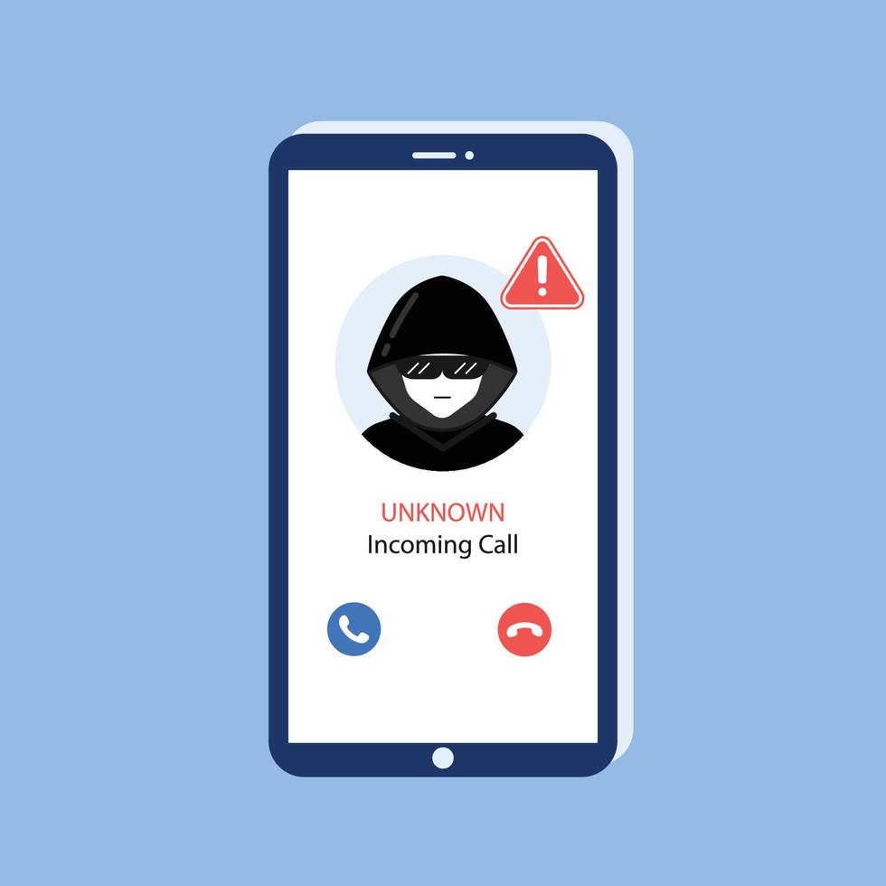 arrivo chiamata a partire dal sconosciuto chiamante su smartphone schermo. vettore