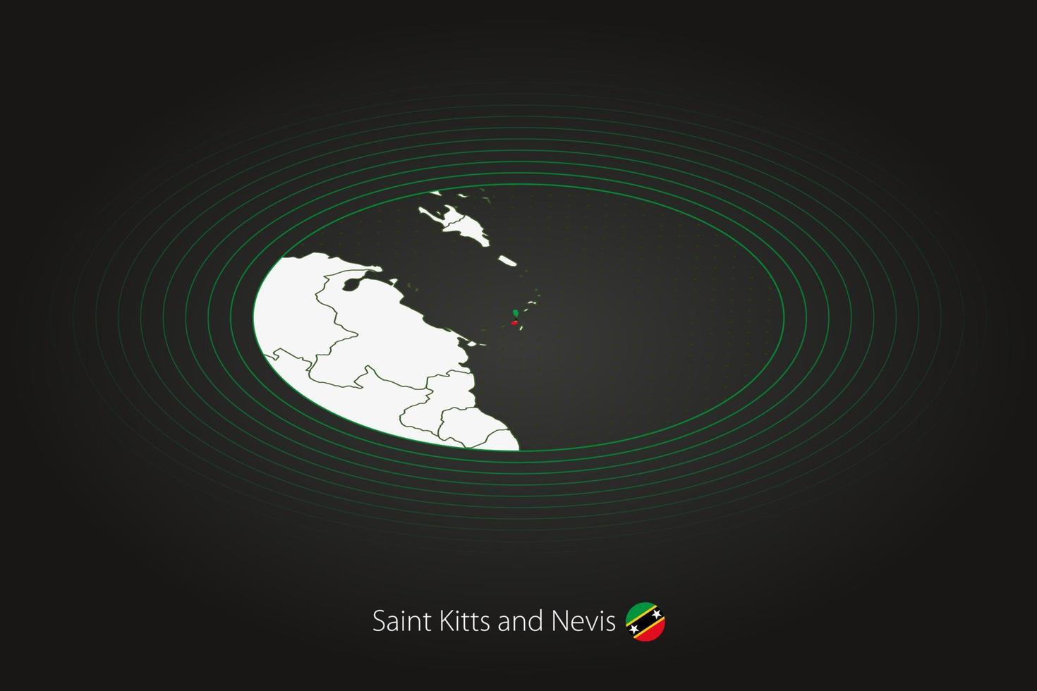 santo kitts e nevis carta geografica nel buio colore, ovale carta geografica con vicino Paesi. vettore