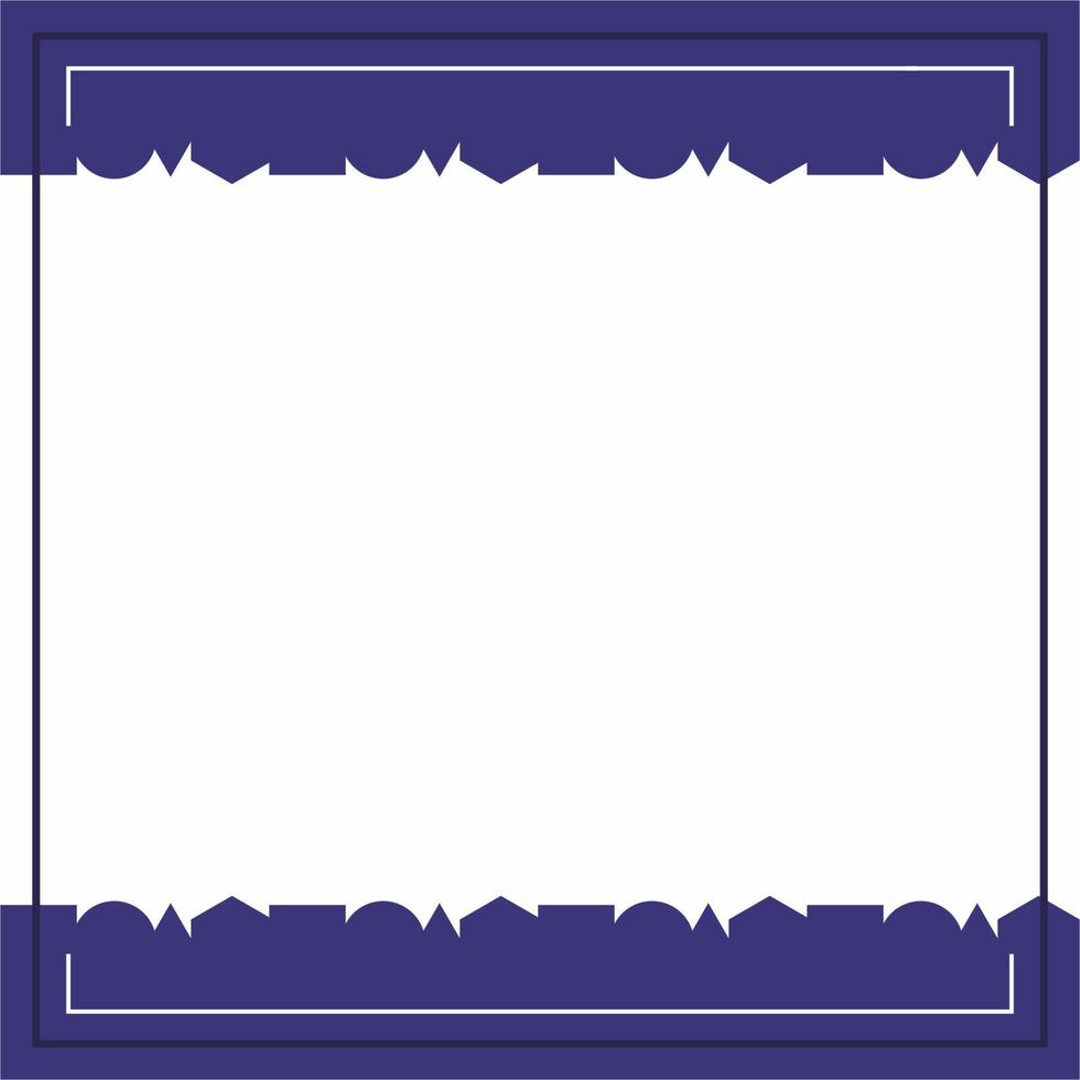 telaio o confine. blu e bianca sfondo colore con banda linea e cerchi, triangoli e piazze forme. vettore