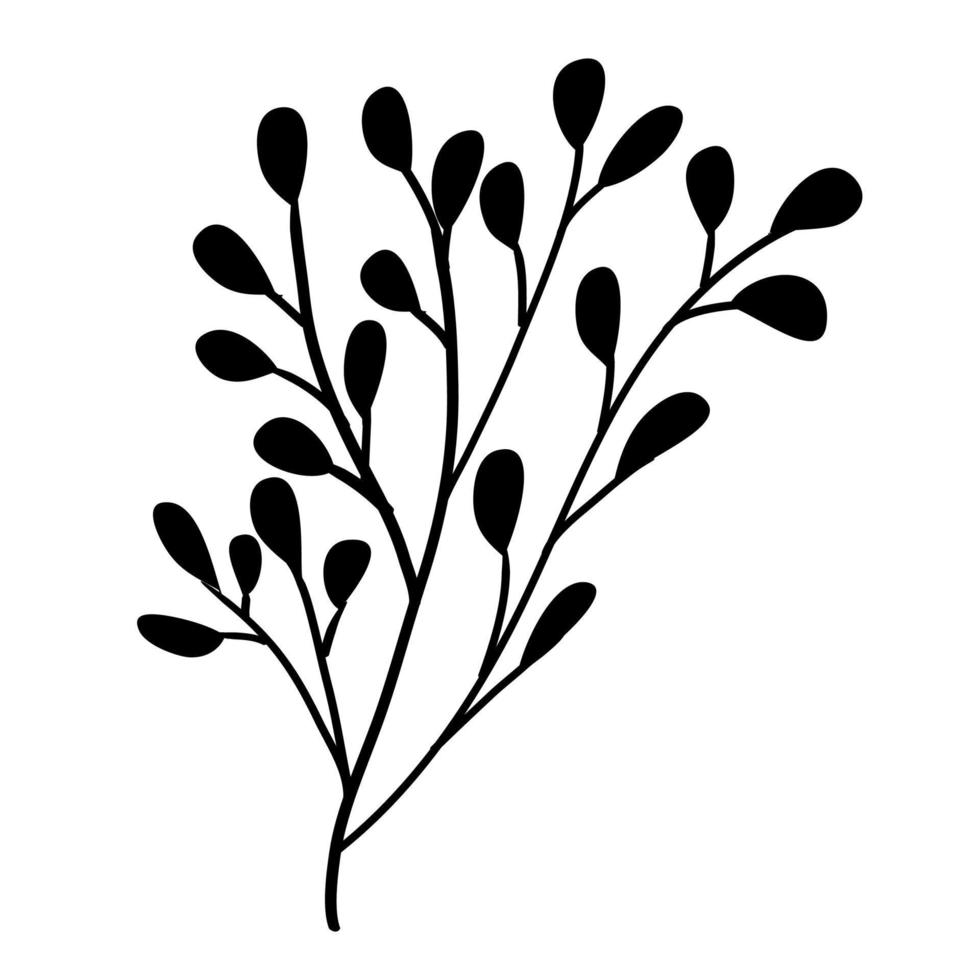 botanico foglia scarabocchio Fiore di campo linea arte vettore
