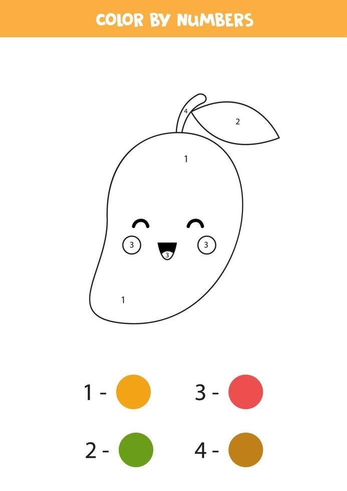 pagina da colorare con simpatico mango kawaii. gioco per bambini. vettore