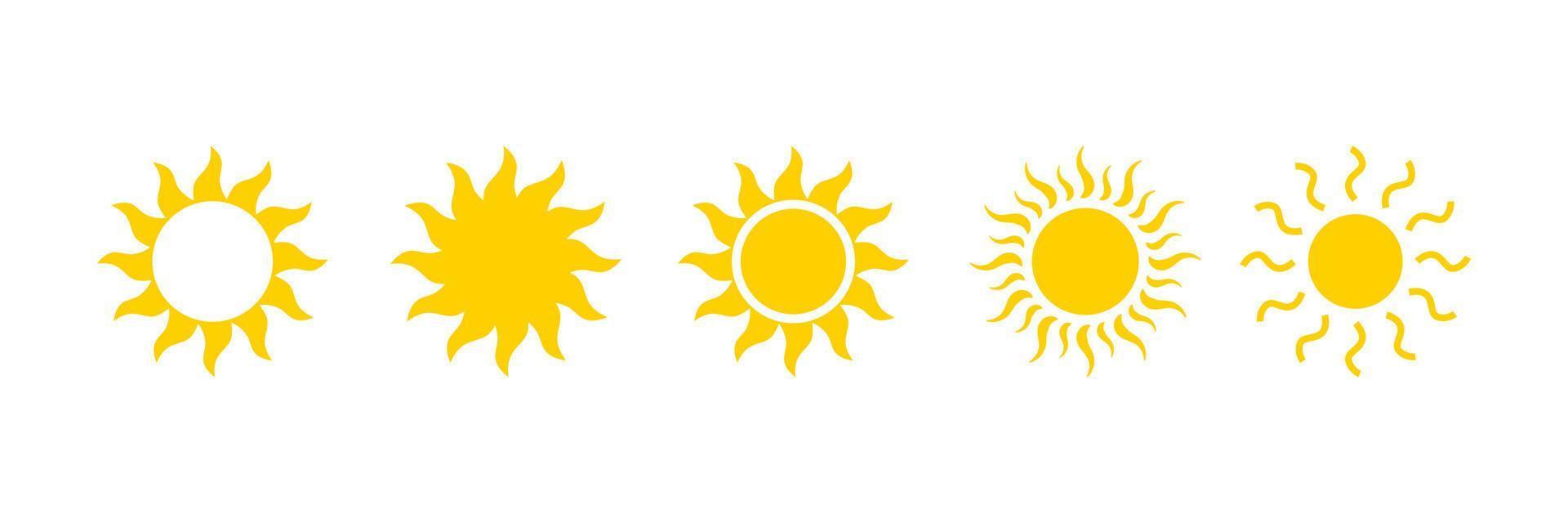 estate sole icona. caldo giallo sole simboli design. sole cartello elementi vettore illustrazione
