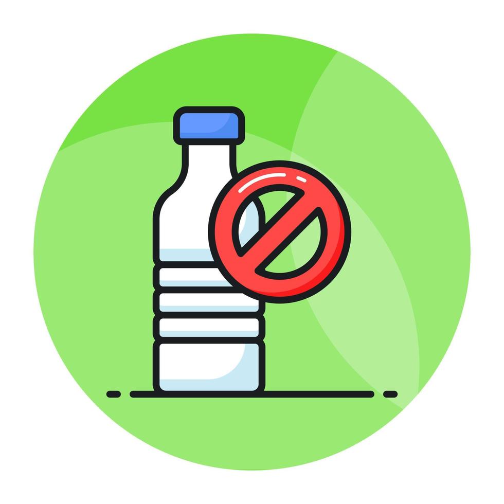 Proibito cartello su plastica bottiglia mostrando concetto icona di no plastica bottiglie vettore