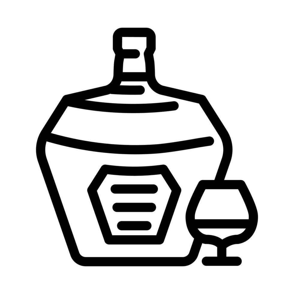 Brandy bevanda bottiglia linea icona vettore illustrazione
