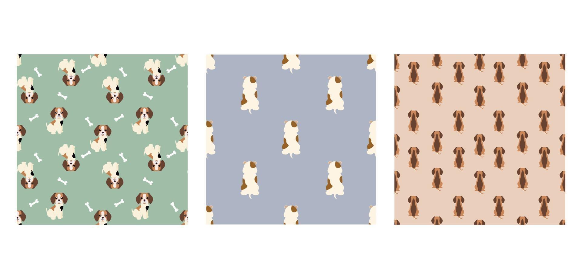set carattere senza cuciture animale del simpatico cane beagle può essere utilizzato come sfondi o sfondi di disegni. illustrazione vettoriale