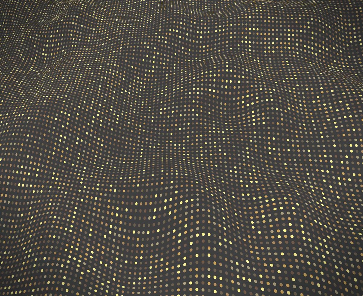 astratto vettore modello design con scintillante d'oro puntini . 3d agitando superficie con glistering oro polka punti.