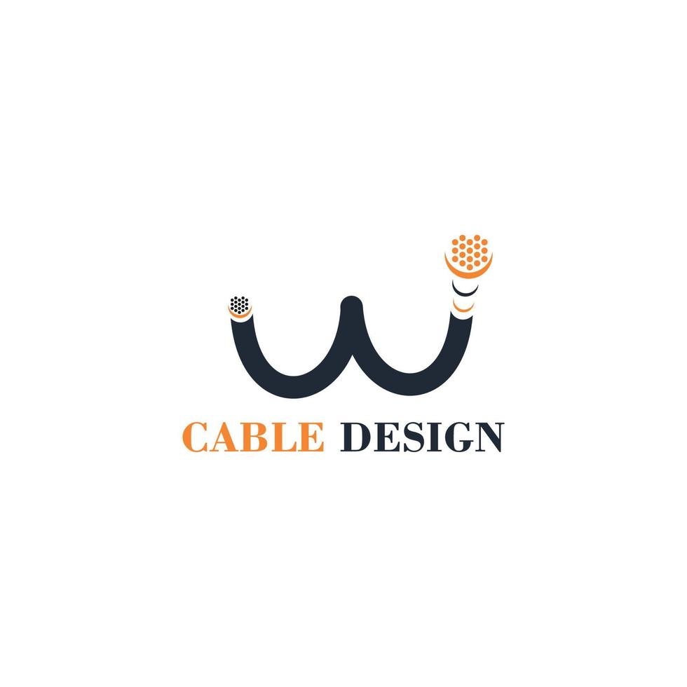 vettore grafico logo disegno, combinazione iniziale lettera w e cavo pittogramma