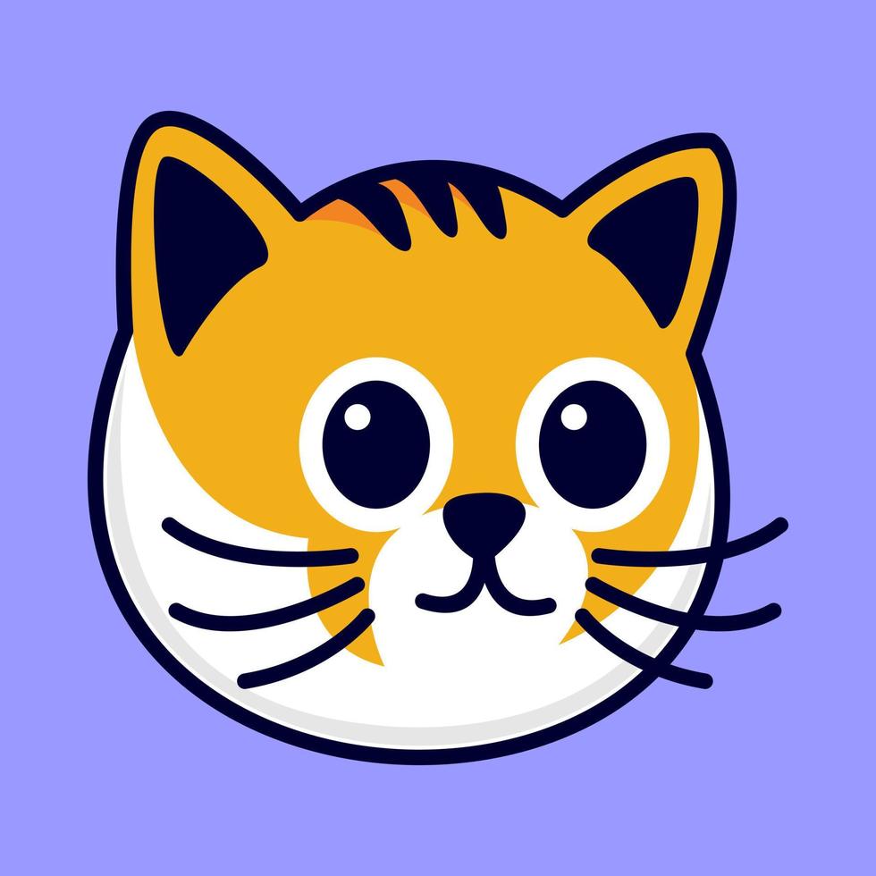 carino cartone animato gatto viso. vettore illustrazione isolato su blu sfondo.