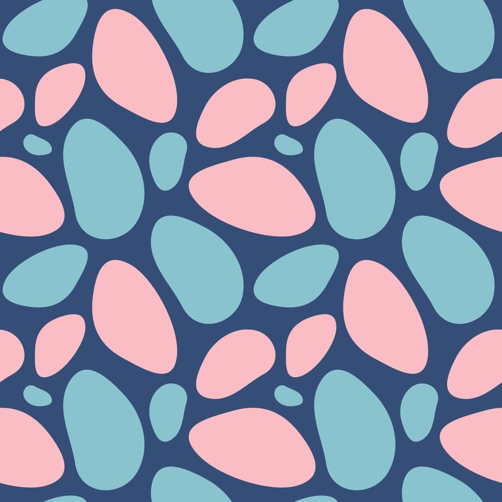 astratto macchiato senza soluzione di continuità modello. vettore illustrazione di struttura con asimmetrico semplice colore macchie. sfondo con blu e rosa ciottoli.