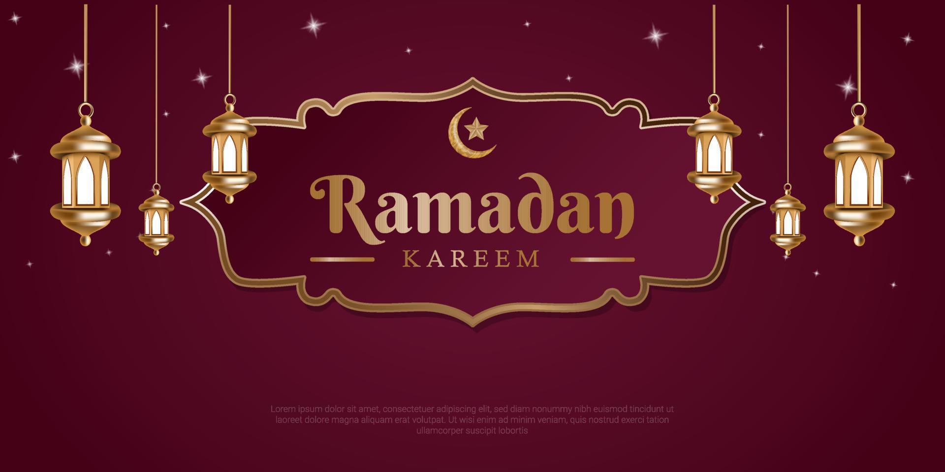 realistico Ramadan kareem saluto carta design con islamico decorazioni. vettore