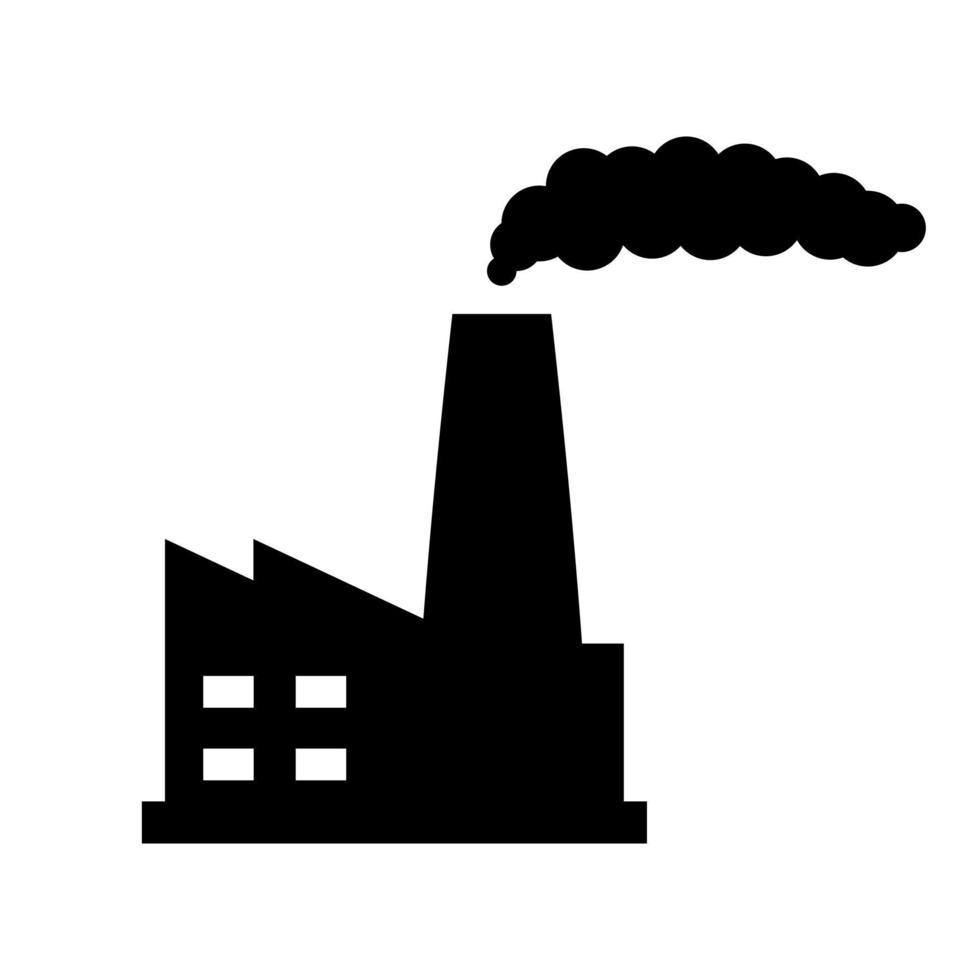 fumo industriale pianta icona. sporco produzione distruttivo ecologia con aria inquinamento e potente tossico emissioni in vettore atmosfera