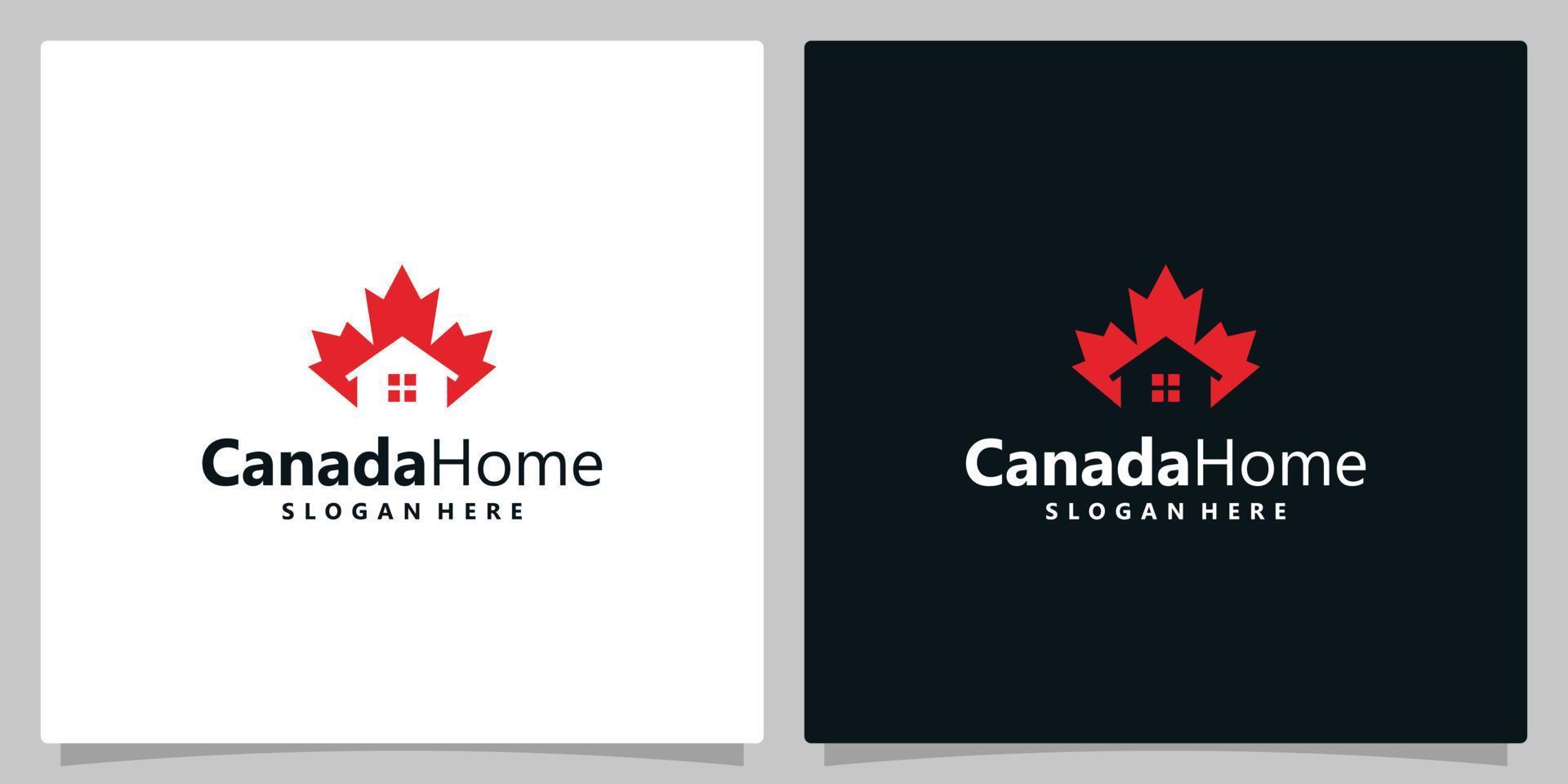 logo design astratto Canada acero foglia con Casa o casa logo design vettore