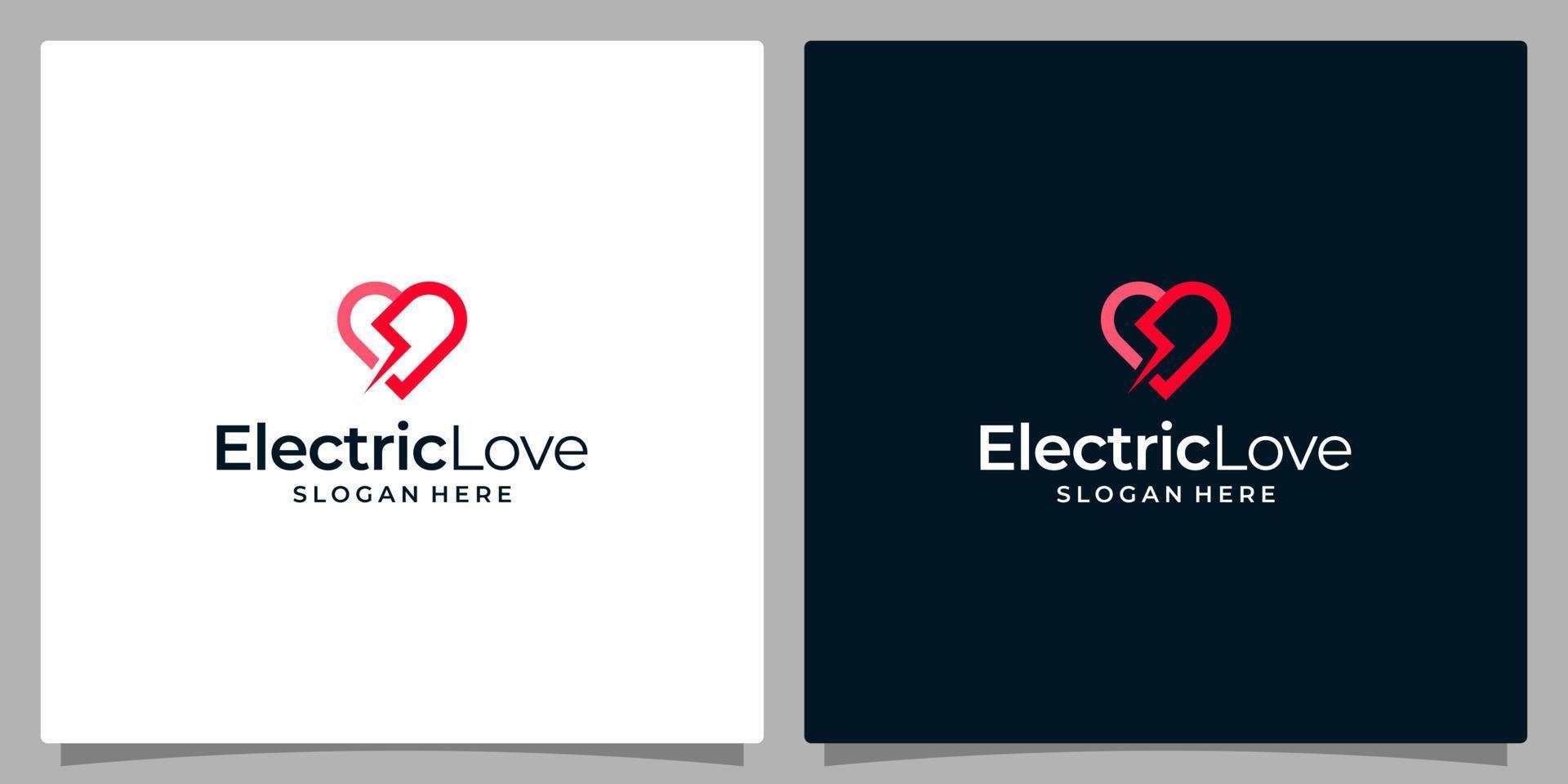 cuore logo e fulmine design vettore illustrazione.