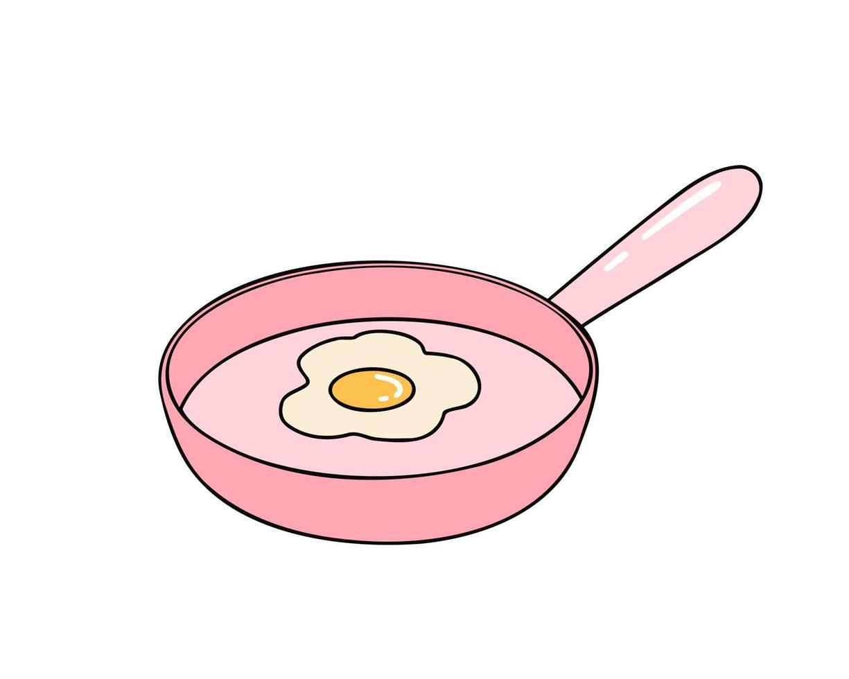 padella con uovo, rotto fritte uovo su un' frittura padella, prima colazione. illustrazione per sfondi e confezione. Immagine può essere Usato per saluto carte, manifesti e adesivi. isolato su bianca sfondo. vettore