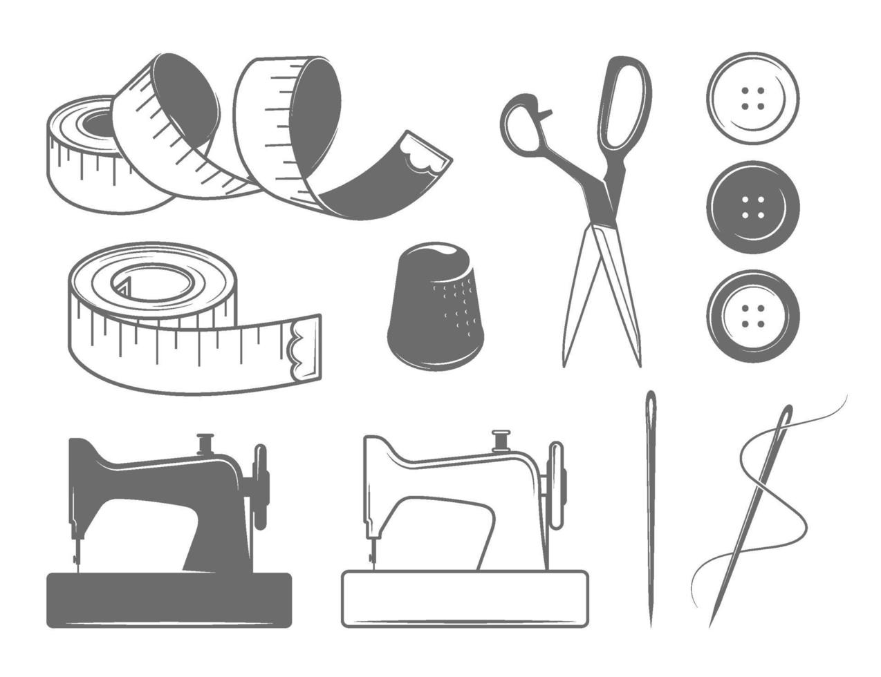 icone e illustrazioni di cucito vettore