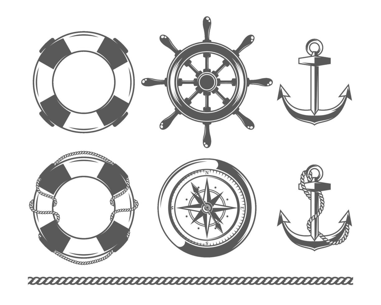 oggetti nautici vintage vettore