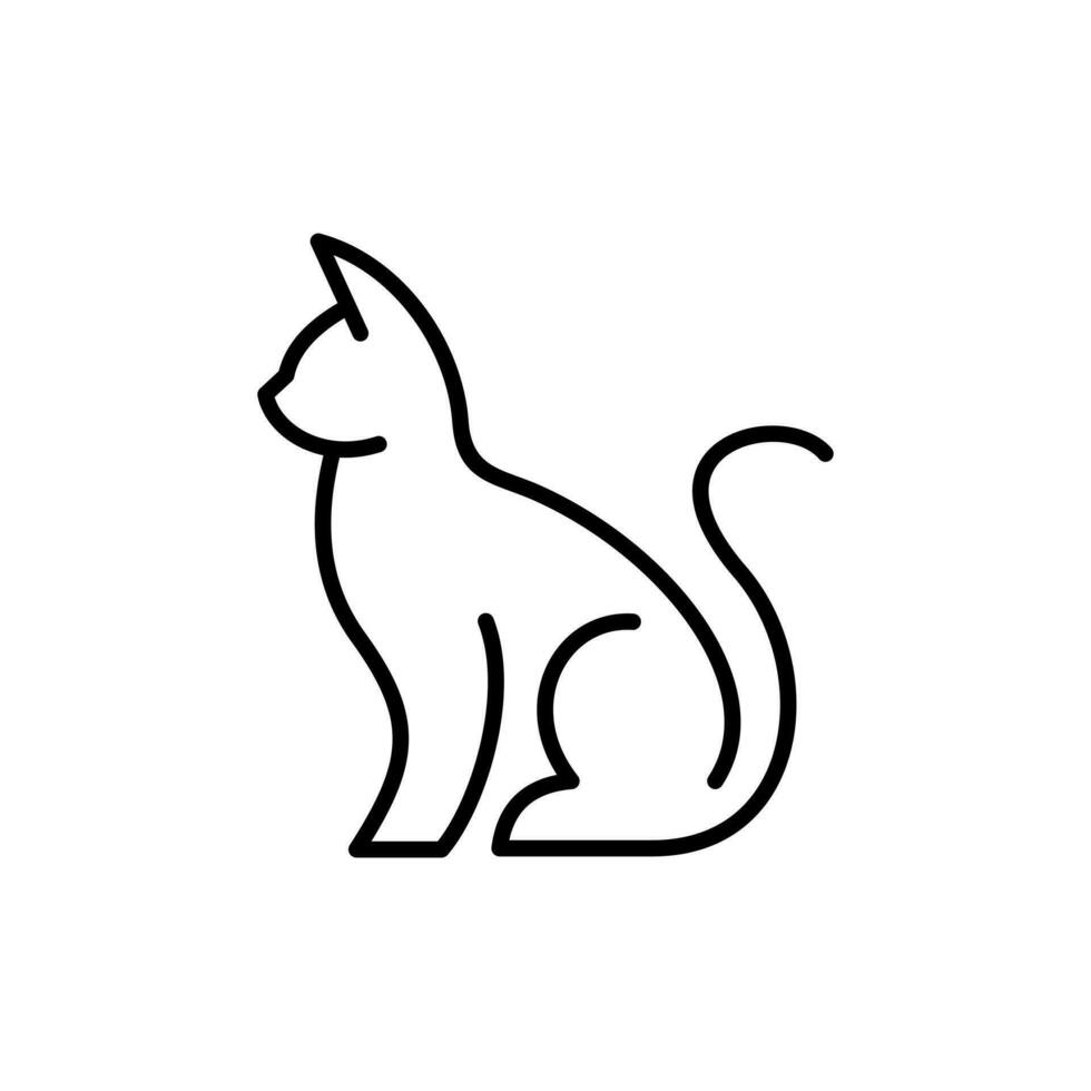 animale gatto seduta carino linea semplice logo vettore