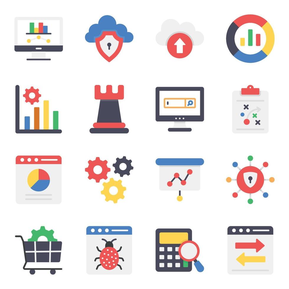set di icone di marketing digitale e analisi dei dati vettore