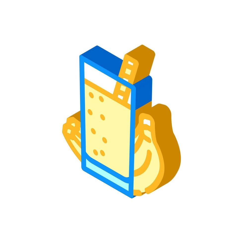 Banana frullato bevanda isometrico icona vettore illustrazione