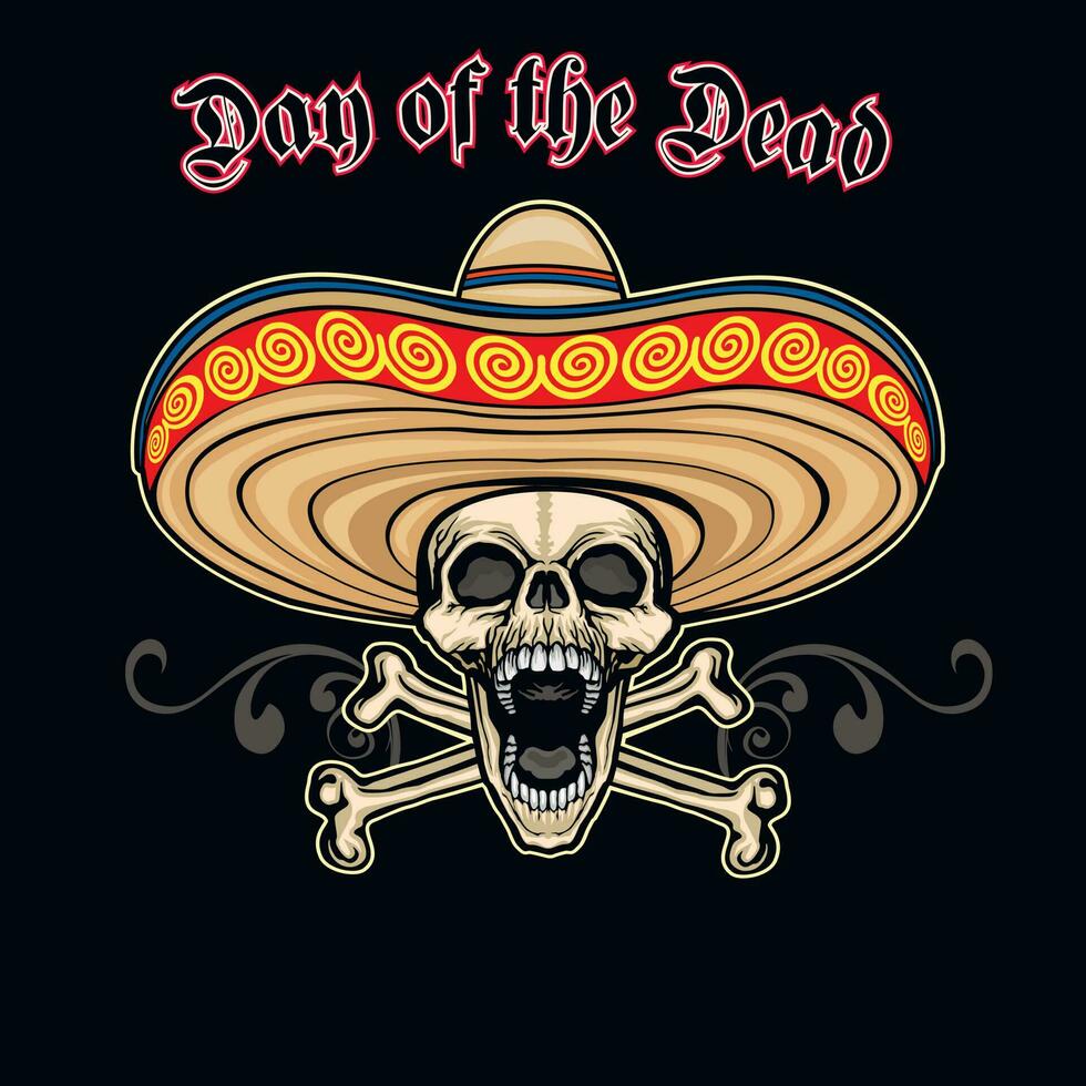 santo Morte, messicano zucchero cranio nel sombrero, grunge Vintage ▾ design t camicie vettore