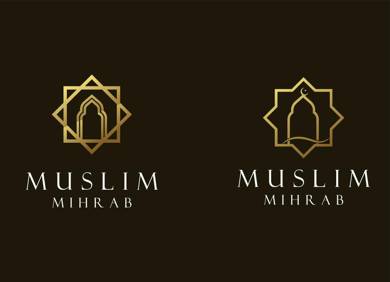 islamico logo modello, nastro islamico cupola palazzo logo design modello vettore