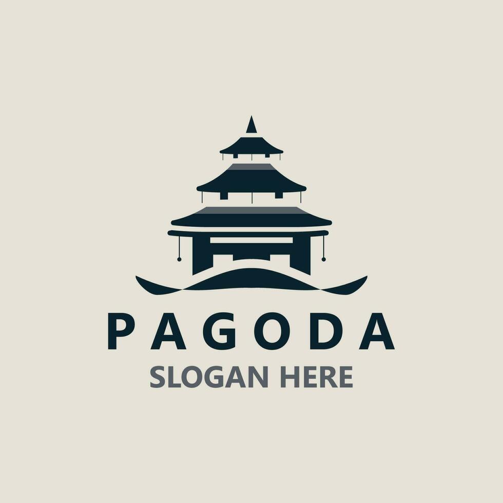 pagoda cultura logo Vintage ▾ design illustrazione, tempio eredità edificio vettore