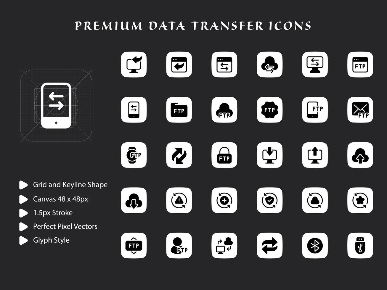 icon pack di trasferimento dati vettore