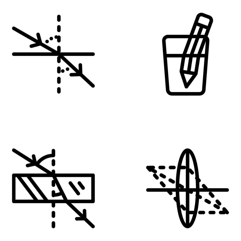 set di icone di fisica ed esperimenti vettore