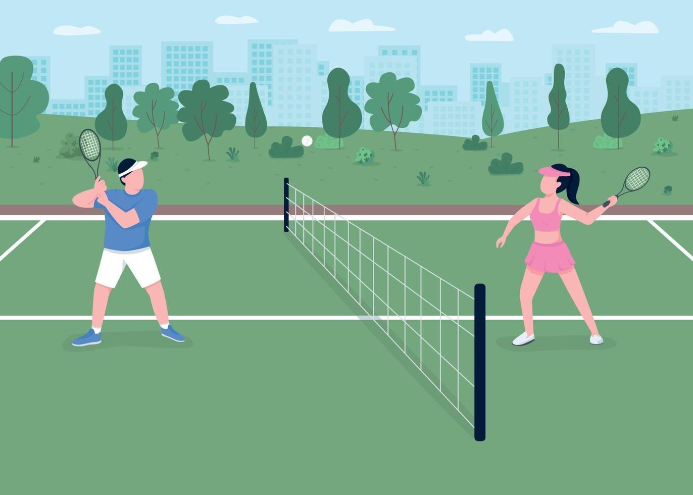 illustrazione di vettore di colore piatto gioco di tennis
