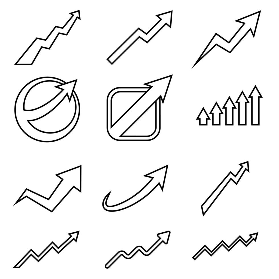 crescita tendenza grafico icona vettore impostare. profitto grafico illustrazione cartello collezione. su freccia simbolo o logo.