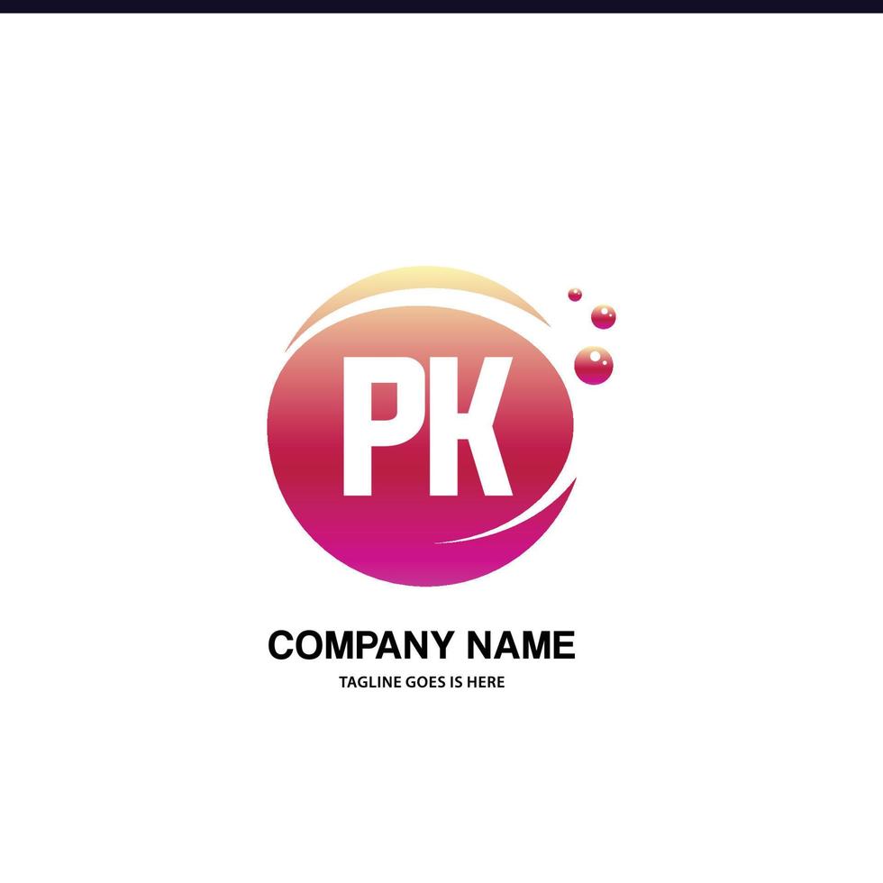 pk iniziale logo con colorato cerchio modello vettore