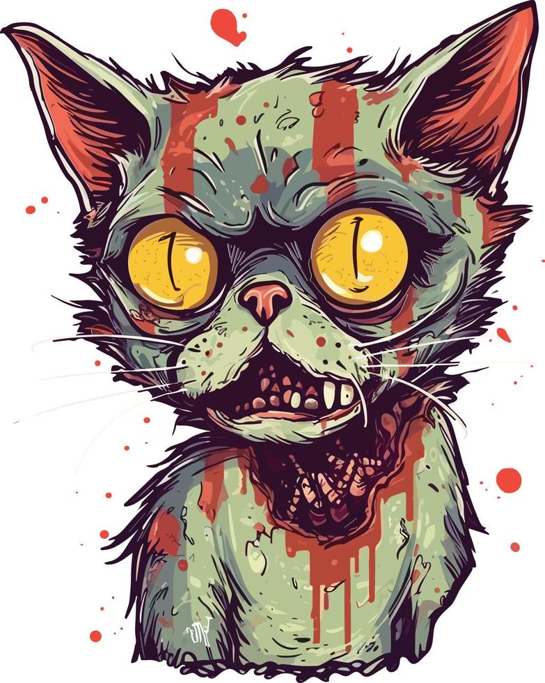 carino zombie gatto portafortuna astratto illustrazione vettore