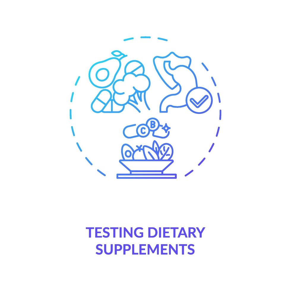 icona di concetto di test di integratori alimentari vettore