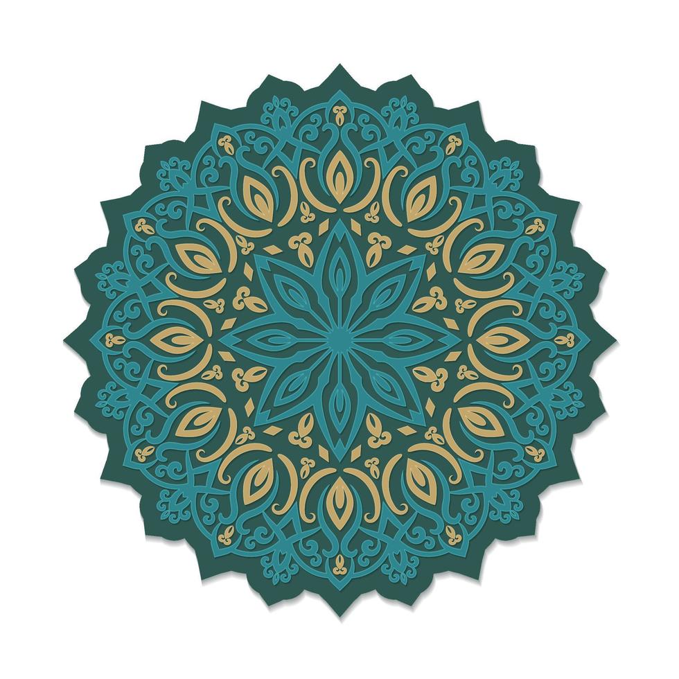 islamico mandala arte Arabo design nel Vintage ▾ d'oro e verde colori vettore