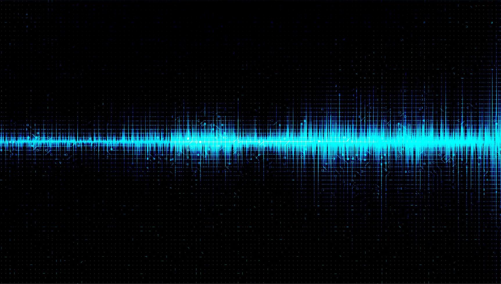 onda sonora digitale scala richter bassa e alta con vibrazione circolare su sfondo azzurro vettore