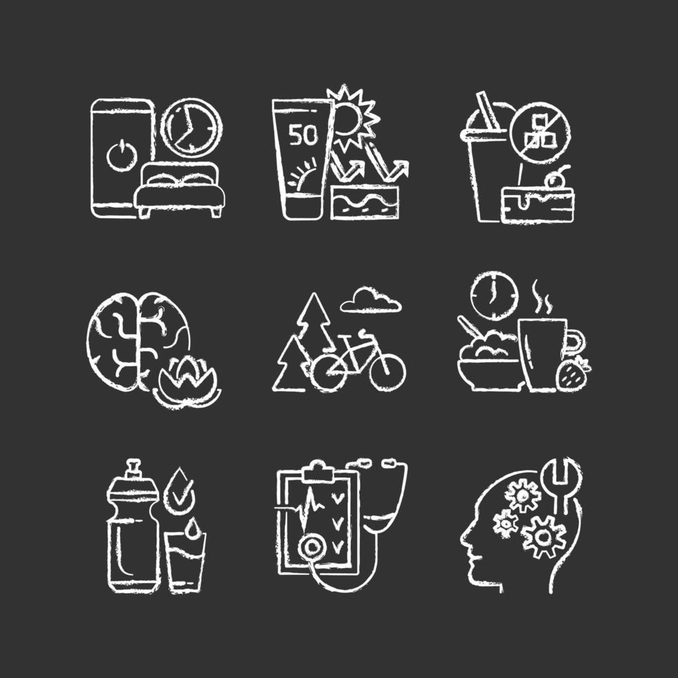 set di icone di sviluppo di abitudini sane vettore