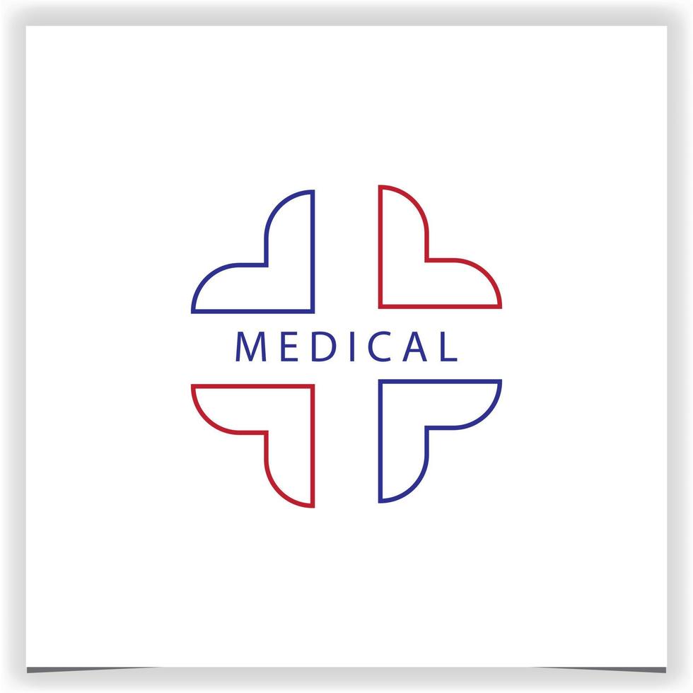 schema moderno medico e attraversare logo premio elegante modello vettore eps 10