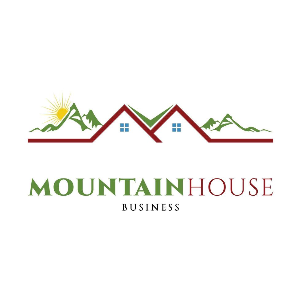 montagna con Casa icona logo design modello vettore