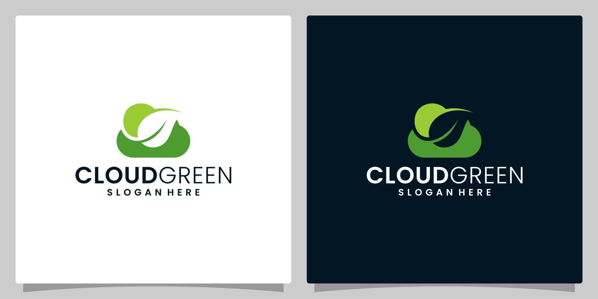 nube logo design modello con foglia verde logo grafico design vettore illustrazione. simbolo, icona, creativo.