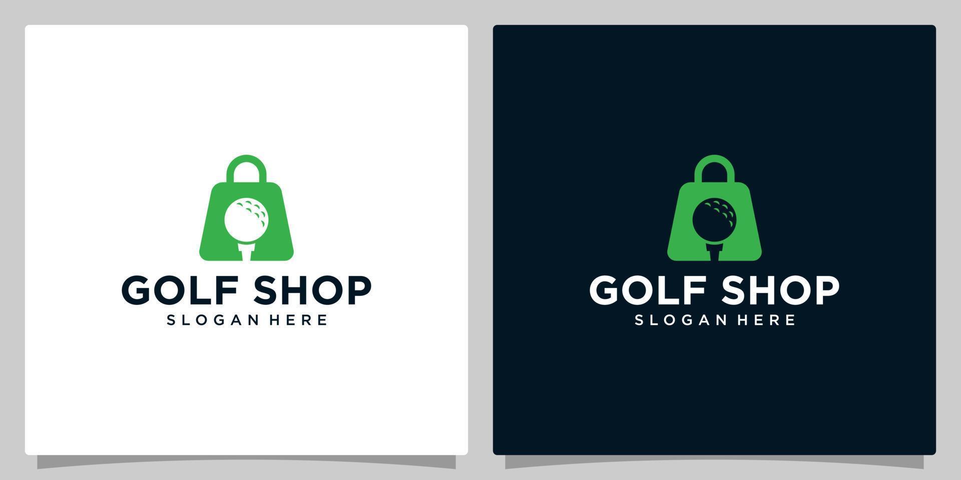 shopping Borsa logo design modello con golf grafico design illustrazione. icona, simbolo, creativo. vettore