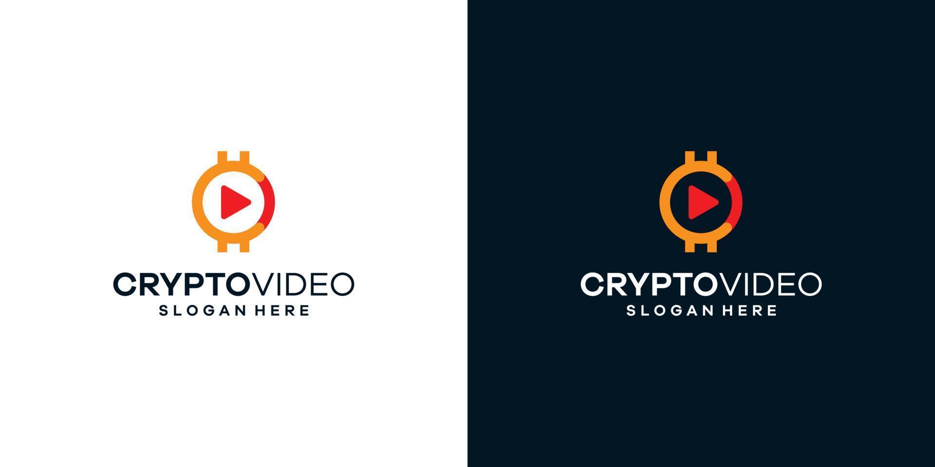 moneta crypto logo design modello con giocare video pulsante e iniziale lettera c grafico design illustrazione. icona, simbolo, creativo. vettore