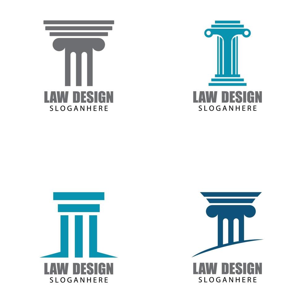insieme di progettazione dell'illustrazione di vettore del modello di logo di legge della giustizia