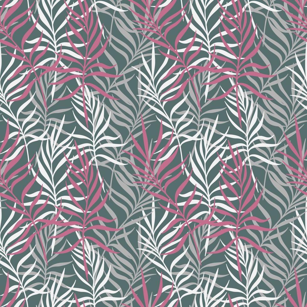 sfondo grigio con foglie di palma colorate vettore